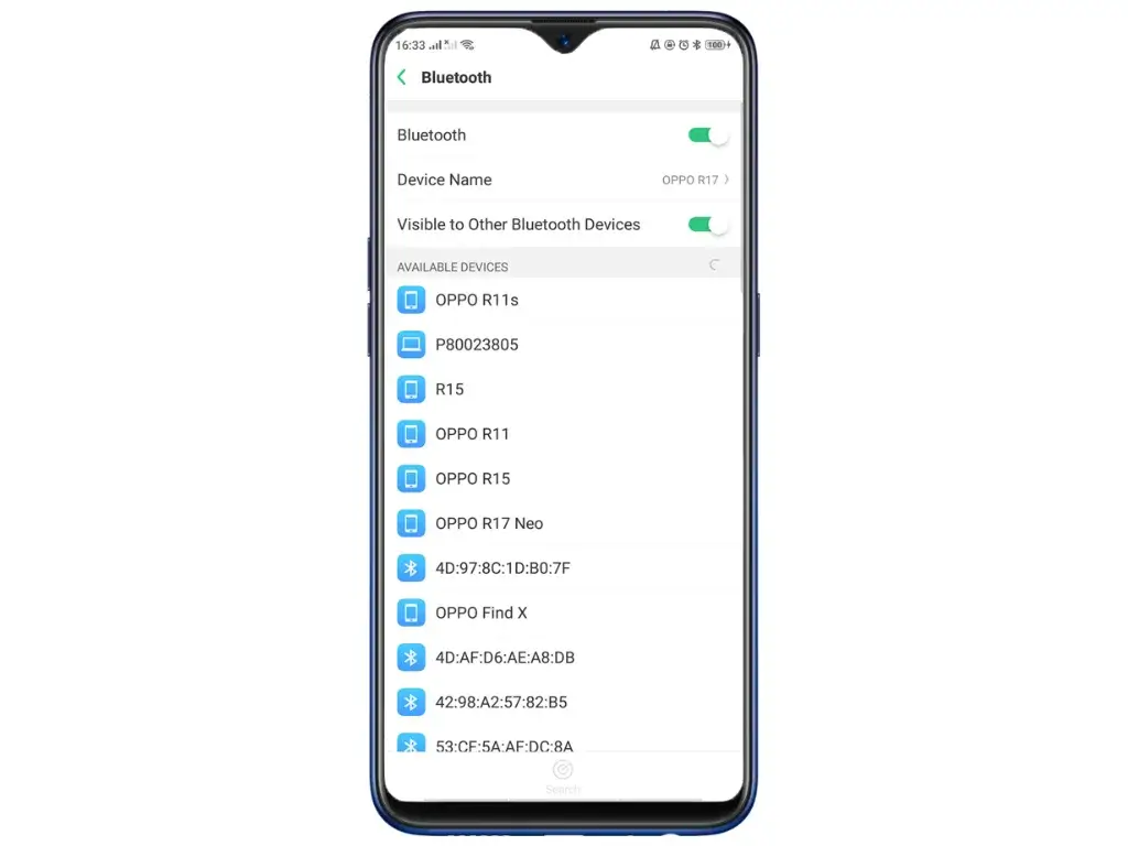 Check List of Available Devices In Smartphone Bluetooth Settings