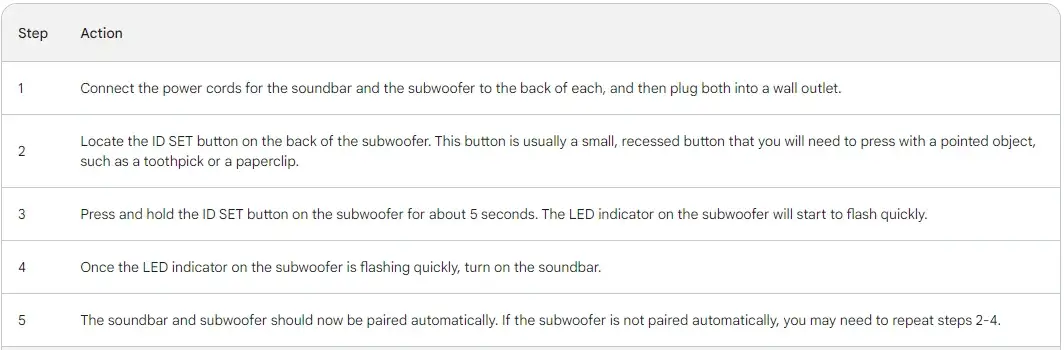 Quick Steps To Connect Sony Subwoofer to Soundbar Without Remote